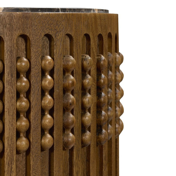 Safavieh Wesslyn Genuine Marble Top Accent Table with Carved Walnut Wood Base for Living Rooms SFV9780A
