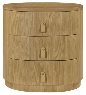 Safavieh Laurabella Natural Wood 3 Drawer Nightstand Compact Bedside Storage with Metal Accents SFV9783A