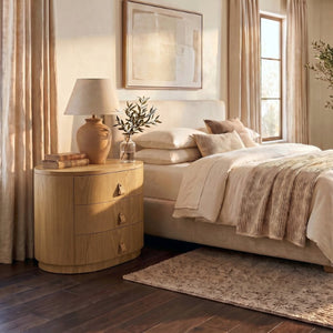 Safavieh Laurabella Natural Wood 3 Drawer Nightstand Compact Bedside Storage with Metal Accents SFV9783A