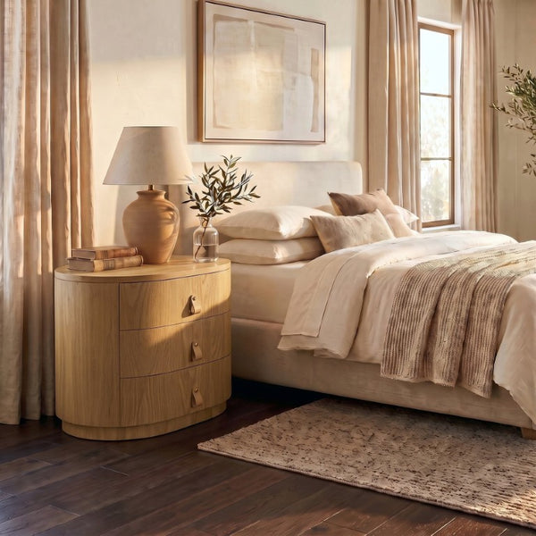 Safavieh Laurabella Natural Wood 3 Drawer Nightstand Compact Bedside Storage with Metal Accents SFV9783A