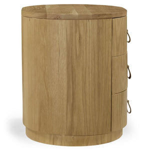 Safavieh Laurabella Natural Wood 3 Drawer Nightstand Compact Bedside Storage with Metal Accents SFV9783A