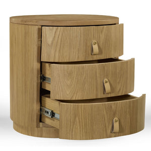 Safavieh Laurabella Natural Wood 3 Drawer Nightstand Compact Bedside Storage with Metal Accents SFV9783A