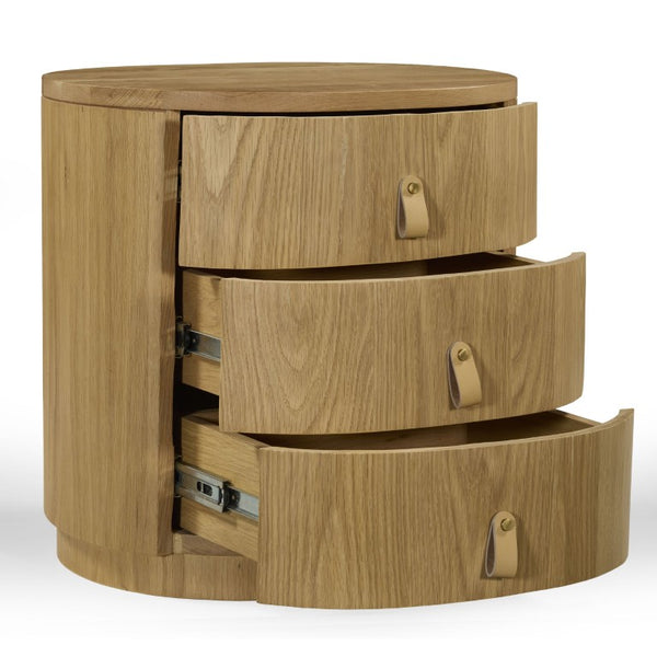 Safavieh Laurabella Natural Wood 3 Drawer Nightstand Compact Bedside Storage with Metal Accents SFV9783A
