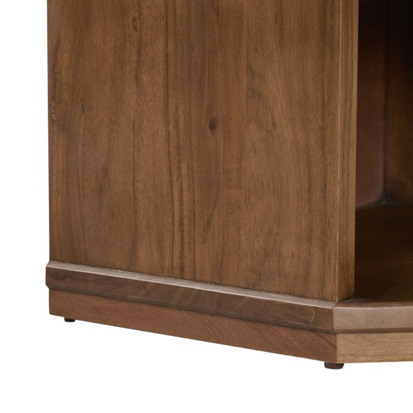 Safavieh Stellamaria Genuine Marble Top Nightstand with Walnut Wood and Matte Black Metal Base SFV9784A