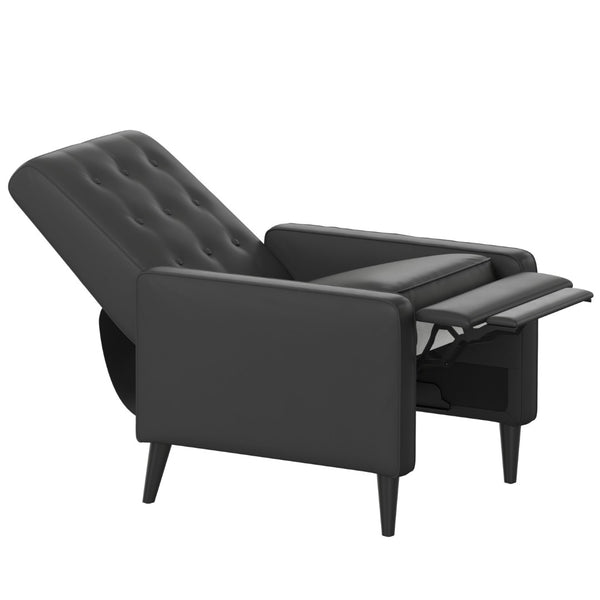 English Elm Ezra Mid-Century Modern Pushback Recliner - Luxurious LeatherSoft Comfort for Home and Office Spaces Black SG-SX-80415N-BK-GG