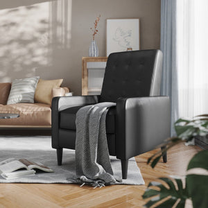 English Elm Ezra Mid-Century Modern Pushback Recliner - Luxurious LeatherSoft Comfort for Home and Office Spaces Black SG-SX-80415N-BK-GG