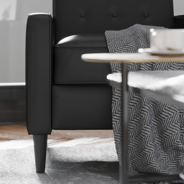 English Elm Ezra Mid-Century Modern Pushback Recliner - Luxurious LeatherSoft Comfort for Home and Office Spaces Black SG-SX-80415N-BK-GG