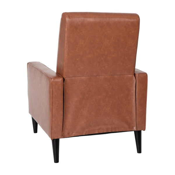 English Elm Ezra Mid-Century Modern Pushback Recliner - Luxurious LeatherSoft Comfort for Home and Office Spaces Cognac Brown SG-SX-80415N-BR-GG