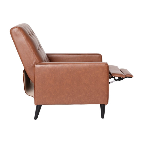 English Elm Ezra Mid-Century Modern Pushback Recliner - Luxurious LeatherSoft Comfort for Home and Office Spaces Cognac Brown SG-SX-80415N-BR-GG