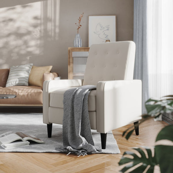 English Elm Ezra Mid-Century Modern Pushback Recliner - Luxurious LeatherSoft Comfort for Home and Office Spaces Cream SG-SX-80415N-CRM-GG