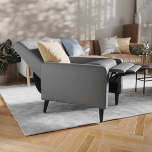 English Elm Ezra Mid-Century Modern Pushback Recliner - Luxurious LeatherSoft Comfort for Home and Office Spaces Light Gray SG-SX-80415N-LGY-GG