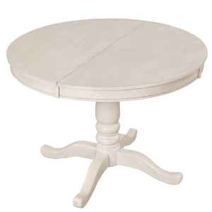 English Elm Modern Round Dining Table with Rubberwood Legs for Small Spaces and Breakfast Nooks Antique White SG000641AAA