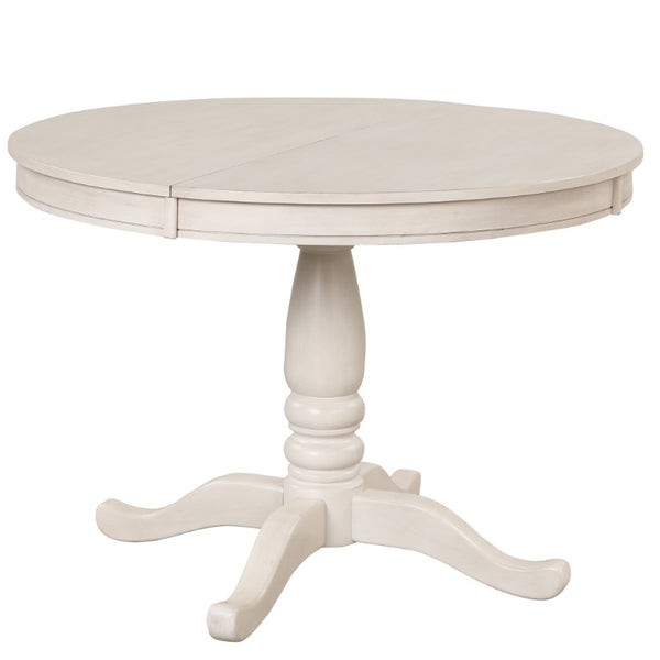 English Elm Modern Round Dining Table with Rubberwood Legs for Small Spaces and Breakfast Nooks Antique White SG000641AAA
