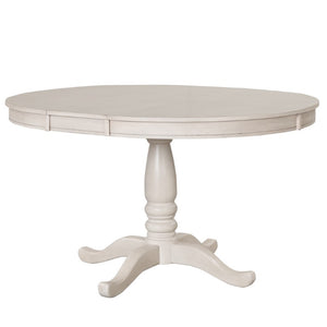 English Elm Modern Round Dining Table with Rubberwood Legs for Small Spaces and Breakfast Nooks Antique White SG000641AAA