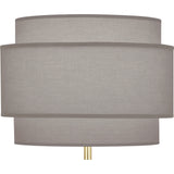 Robert Abbey Decker Table Lamp Modern Brass Finish Smoke Gray Fabric