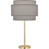 Robert Abbey Decker Table Lamp Modern Brass Finish Smoke Gray Fabric