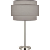 Robert Abbey Decker Table Lamp Polished Nickel Finish Smoke Gray Fabric