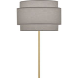 Robert Abbey Decker Floor Lamp Modern Brass Finish Smoke Gray Fabric Shade