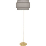 Robert Abbey Decker Floor Lamp Modern Brass Finish Smoke Gray Fabric Shade