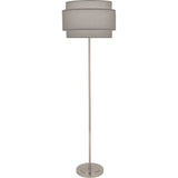 Robert Abbey Decker Floor Lamp Polished Nickel Finish Smoke Gray Fabric Shade