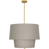 Robert Abbey Decker Pendant Modern Brass Finish Smoke Gray Fabric