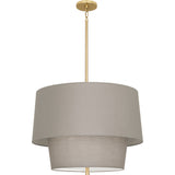 Robert Abbey Decker Pendant Modern Brass Finish Smoke Gray Fabric