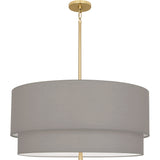 Robert Abbey Decker Pendant Modern Brass Finish Smoke Gray Fabric