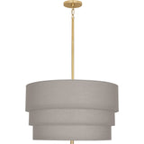 Robert Abbey Decker Pendant Modern Brass Finish Smoke Gray Fabric