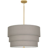 Robert Abbey Decker Pendant Modern Brass Finish Smoke Gray Fabric