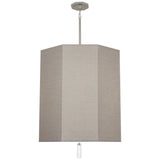 Robert Abbey Kate Pendant Polished Nickel Finish w/ Clear Crystal Accent Smoke Gray Fabric