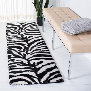 Safavieh Florida Luxurious Ivory & Black Zebra Shag Rug — Plush 1-1/8" Pile, Power-Loomed Turkish Durability 6'-0" x 9'-0" SG452-1290-6