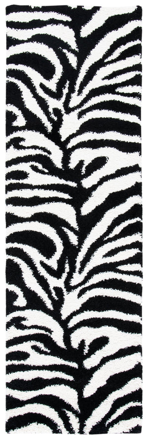 Safavieh Florida Ivory And Black Oval Shag Rug — Flokati-Style Plush Pile, Power-Loomed Turkey Durability 6'-0" x 8'-0" SG452-1290-68OV
