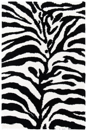 Safavieh Florida Ivory And Black Oval Shag Rug — Flokati-Style Plush Pile, Power-Loomed Turkey Durability 6'-0" x 8'-0" SG452-1290-68OV