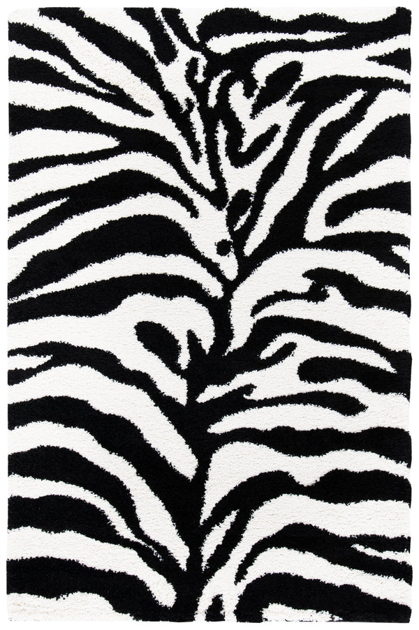 Safavieh Florida Ivory And Black Flokati-Style Shag Rug — Plush Animal-Print Power-Loomed Polypropylene Accent 8'-0" x 8'-0" SG452-1290-8SQ