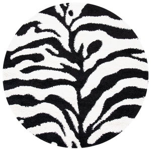 Safavieh Florida Ivory And Black Shag Runner With Flokati Pile — Plush 1 1/8" Height, Durable Power-Loomed Turkey 2'-0" x 13'-0" SG452-1290-213