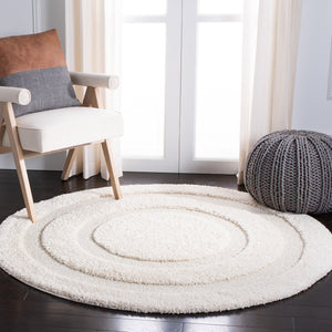 Safavieh Florida Plush Oval Shag Rug Cream — Power‑Loomed Turkish Polypropylene, Deep 1⅛″ Pile, Stain‑Resistant Elegance 6'-0" x 8'-0" SG454-1111-68OV