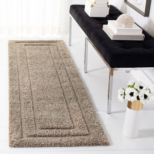 Safavieh Florida Plush 3X3 Square Shag Rug With Subtle Geometric Pattern, Stain-Resistant Comfort For Small Spaces 3'-0" x 3'-0" BEIGE / BEIGE SG454-1313-3SQ