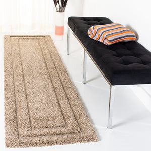 Safavieh Florida Plush 3X3 Square Shag Rug With Subtle Geometric Pattern, Stain-Resistant Comfort For Small Spaces 3'-0" x 3'-0" BEIGE / BEIGE SG454-1313-3SQ