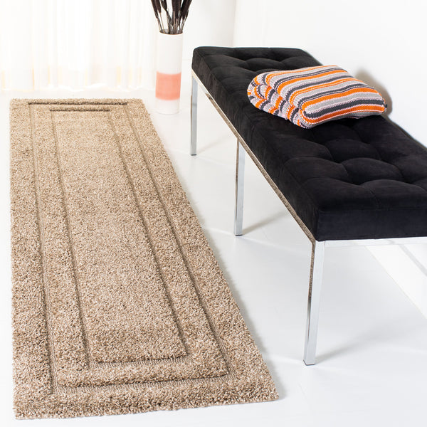 Safavieh Florida Plush 3X3 Square Shag Rug With Subtle Geometric Pattern, Stain-Resistant Comfort For Small Spaces 3'-0" x 3'-0" BEIGE / BEIGE SG454-1313-3SQ