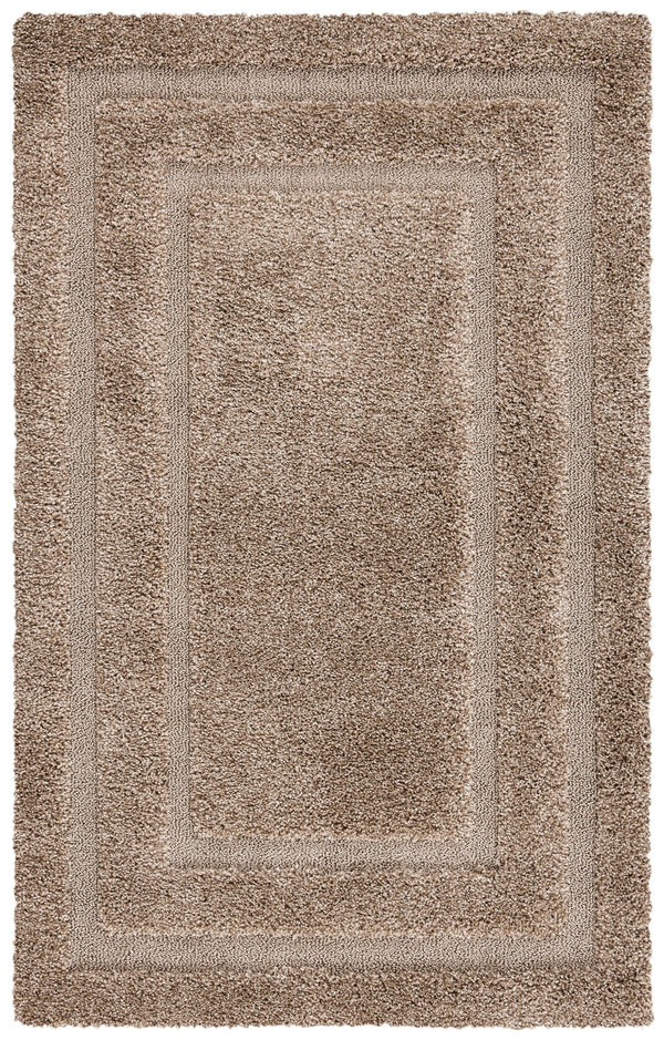Safavieh Florida Plush 3X3 Square Shag Rug With Subtle Geometric Pattern, Stain-Resistant Comfort For Small Spaces 3'-0" x 3'-0" BEIGE / BEIGE SG454-1313-3SQ