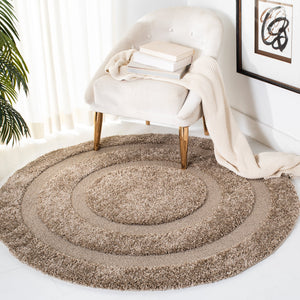 Safavieh Florida Plush 3X3 Square Shag Rug With Subtle Geometric Pattern, Stain-Resistant Comfort For Small Spaces 3'-0" x 3'-0" BEIGE / BEIGE SG454-1313-3SQ
