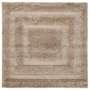 Safavieh Florida Plush 3X3 Square Shag Rug With Subtle Geometric Pattern, Stain-Resistant Comfort For Small Spaces 3'-0" x 3'-0" BEIGE / BEIGE SG454-1313-3SQ