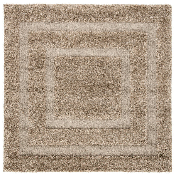 Safavieh Florida Plush 3X3 Square Shag Rug With Subtle Geometric Pattern, Stain-Resistant Comfort For Small Spaces 3'-0" x 3'-0" BEIGE / BEIGE SG454-1313-3SQ