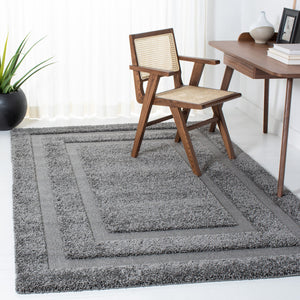 Safavieh Florida Plush 3X3 Square Shag Rug With Subtle Geometric Pattern, Stain-Resistant Comfort For Small Spaces 3'-0" x 3'-0" GREY / GREY SG454-8080-3SQ