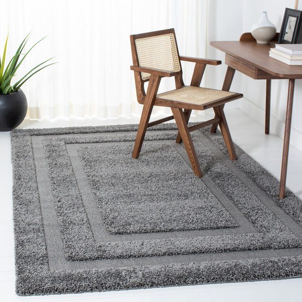 Safavieh Florida Plush 3X3 Square Shag Rug With Subtle Geometric Pattern, Stain-Resistant Comfort For Small Spaces 3'-0" x 3'-0" GREY / GREY SG454-8080-3SQ