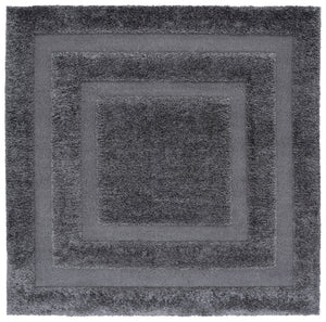 Safavieh Florida Plush 3X3 Square Shag Rug With Subtle Geometric Pattern, Stain-Resistant Comfort For Small Spaces 3'-0" x 3'-0" GREY / GREY SG454-8080-3SQ