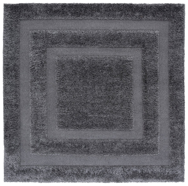 Safavieh Florida Plush 3X3 Square Shag Rug With Subtle Geometric Pattern, Stain-Resistant Comfort For Small Spaces 3'-0" x 3'-0" GREY / GREY SG454-8080-3SQ