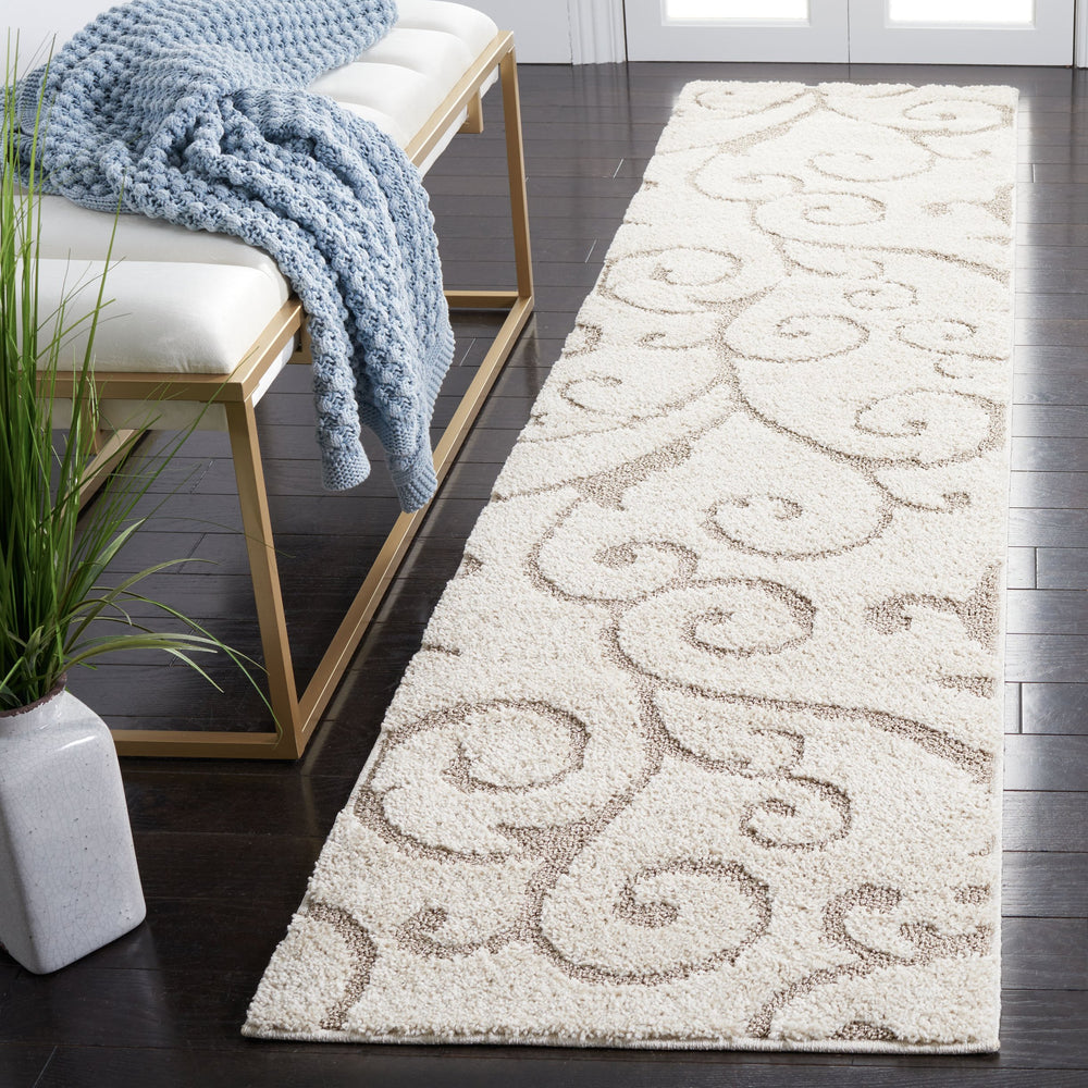 Safavieh Florida Shag Square Rug In Ivory Beige — Plush 3/4" Power-Loomed Pile, Stain-Resistant Comfort 4'-0" x 4'-0" SG455-13LT-4SQ