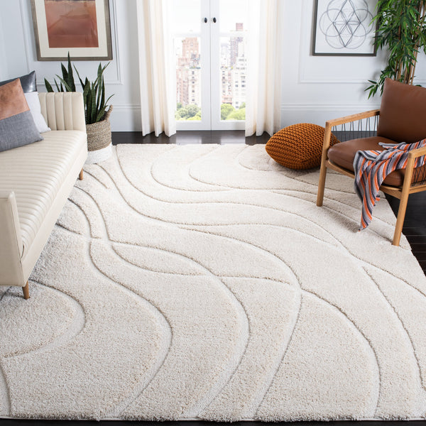 Safavieh Florida Plush Modern Area Rug 6X8 | High-Pile 1-1/8" Comfort, Power-Loomed Turkey Durability, Stain-Resistant 6'-0" x 8'-0" CREME / CREME SG471-1111-68