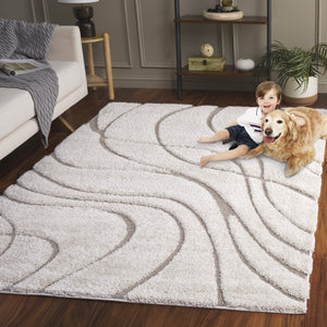 Safavieh Florida Plush Modern Area Rug 6X8 | High-Pile 1-1/8" Comfort, Power-Loomed Turkey Durability, Stain-Resistant 6'-0" x 8'-0" CREAM / BEIGE SG471-1113-68
